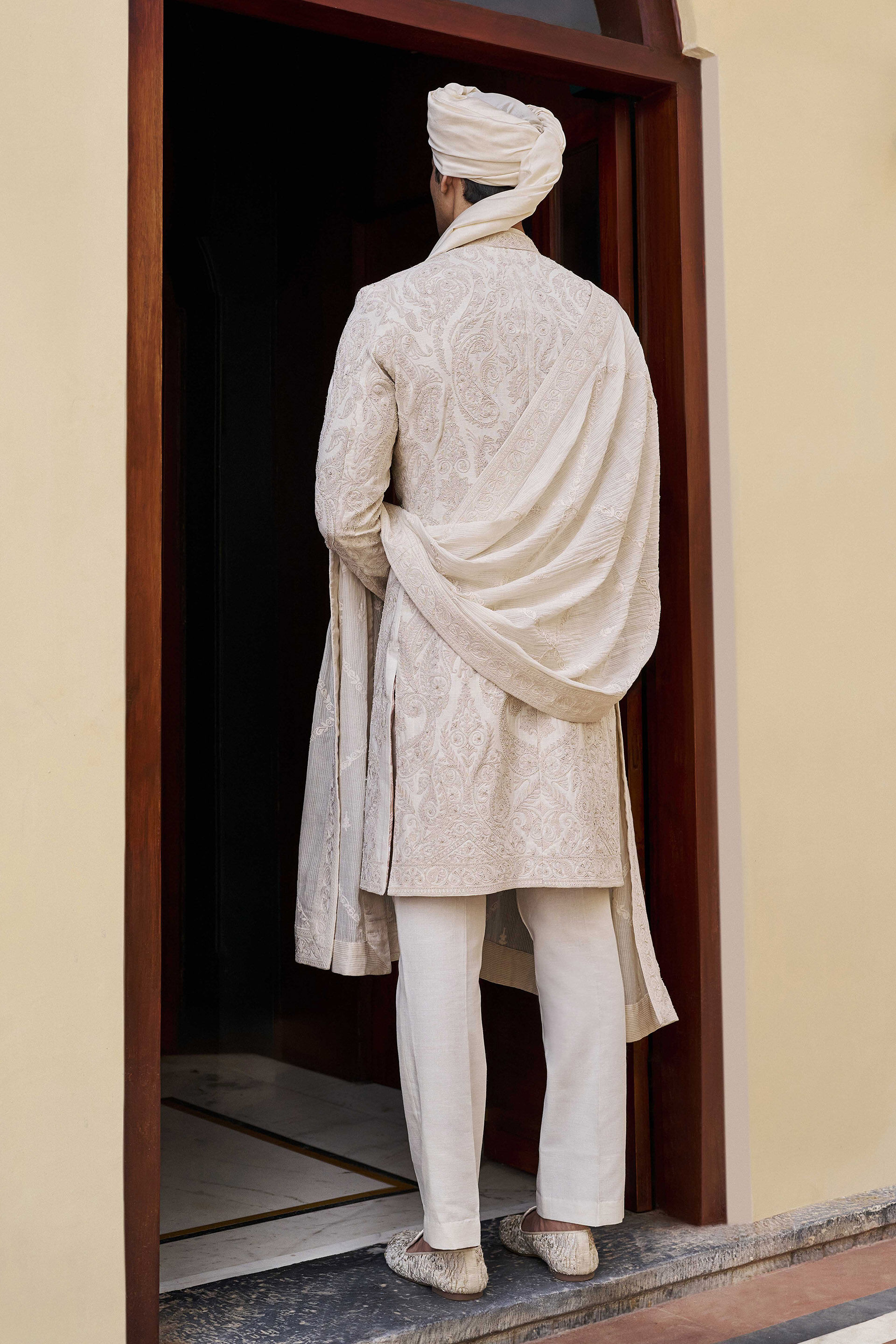 Testament Embroidered Cord Mul Dupatta - Off White